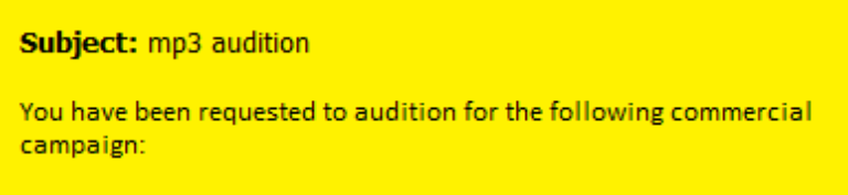 Audition instructions: avoid getting cut from the client reel